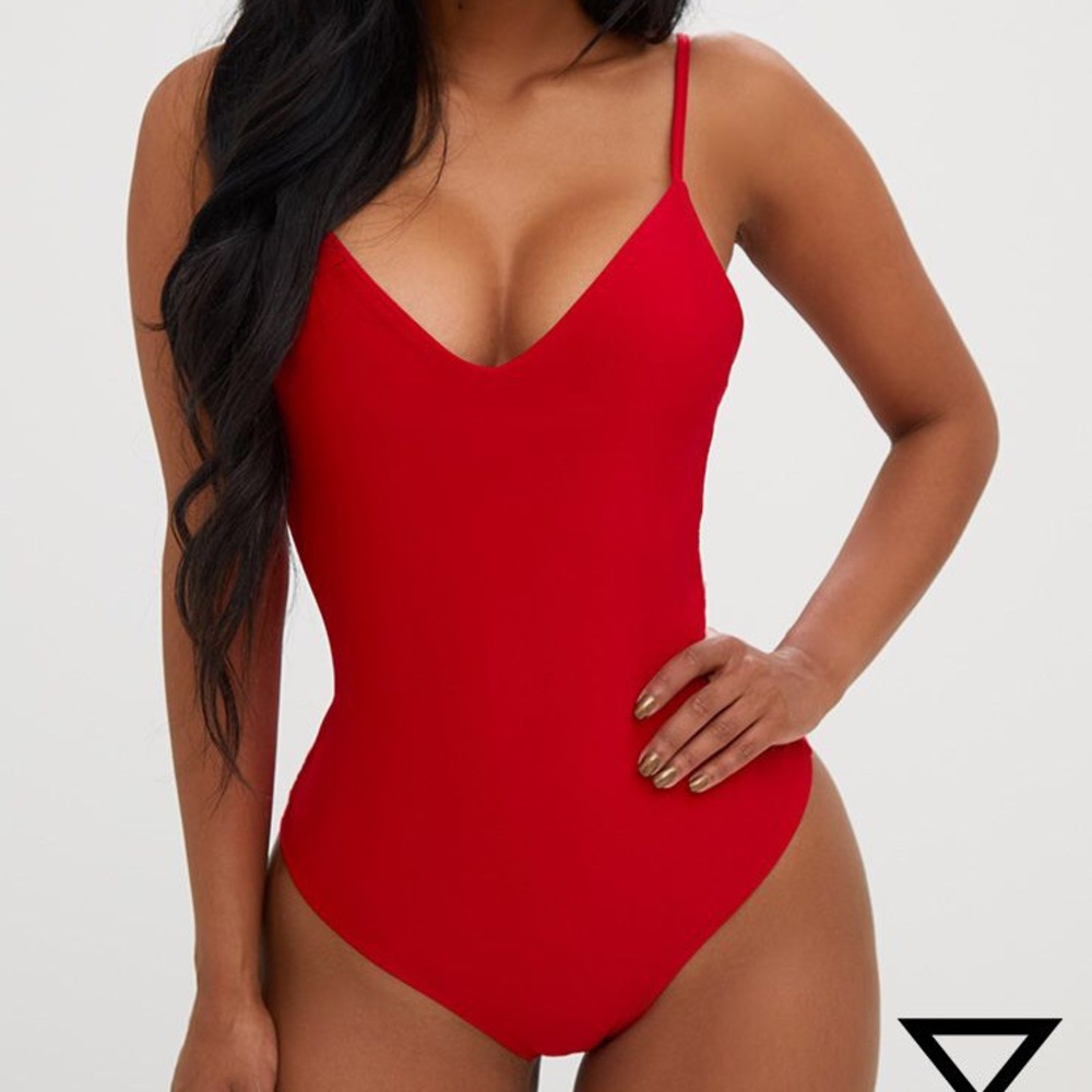 Red Plunge Bodysuit
